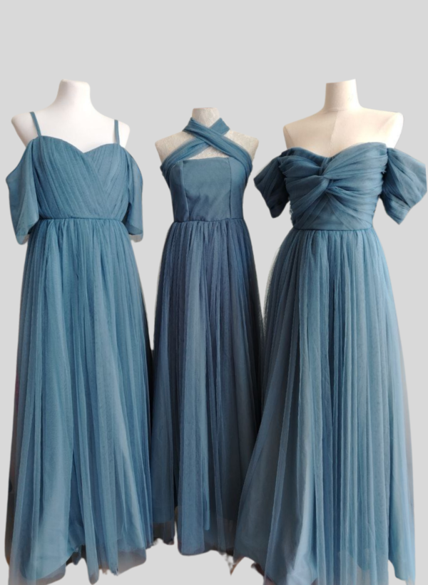Dusty Blue Tulle Bridesmaids